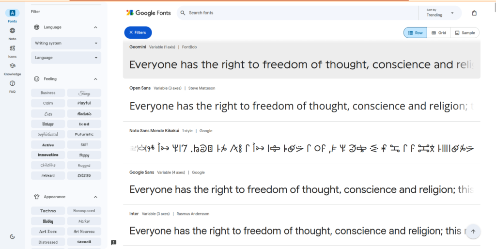 Typographie Google Fonts
